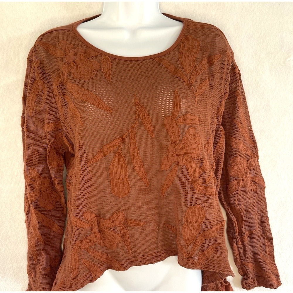 Forever That Girl Rust Boho Floral‎ High Low Hem Top Medium 100% Cotton